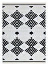TIA 107 Microfiber Chenille Area Rug - Soft Cream, Beige Tones, Bohemian Black & Brown High-Low Motif (Anthracite)