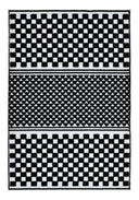 TIA 108 Microfiber Chenille Area Rug - Black Geometric Pattern, Raised High-Low Detail, Anthracite (3 Sizes)