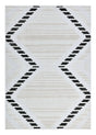 TIA 109 Microfiber Chenille Area Rug Fabric - Soft Cream, Black/Beige Bohemian Motif, High-Low Detail (1 Rug)