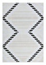 TIA 109 Microfiber Chenille Area Rug Fabric - Soft Cream, Black/Beige Bohemian Motif, High-Low Detail (1 Rug)