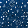 Navy Paisley Bandana Poly Cotton Fabric,
