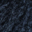 Navy Rosette Satin Fabric,
