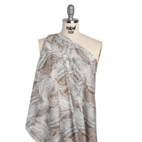 Stonehenge Quilting Cotton by Northcott - Warm Gray Marble 8 Swirling Stone - Surfaces Collection