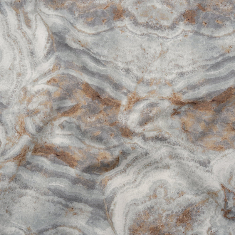 Stonehenge Quilting Cotton by Northcott - Warm Gray Marble 8 Swirling Stone - Surfaces Collection
