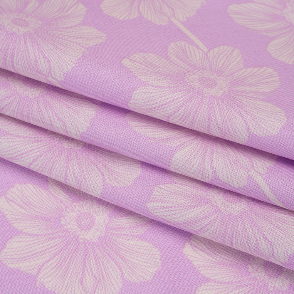 Printed Quilting Cotton by Anna Maria Textiles for Northcott - Lilac Anemone Floral - Indelible Collection