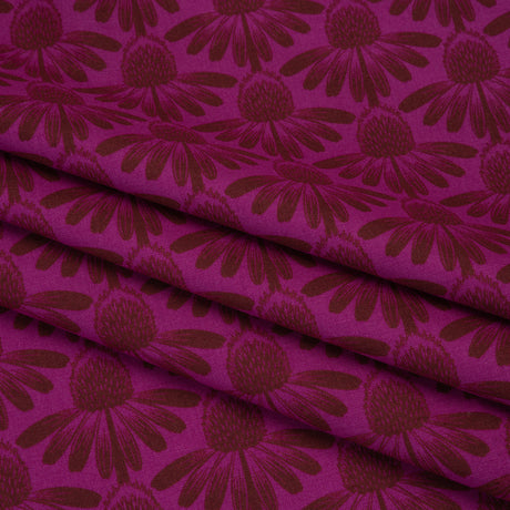 Printed Quilting Cotton by Anna Maria Textiles for Northcott - Magenta Coneflower Floral - Indelible Collection
