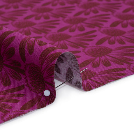 Printed Quilting Cotton by Anna Maria Textiles for Northcott - Magenta Coneflower Floral - Indelible Collection