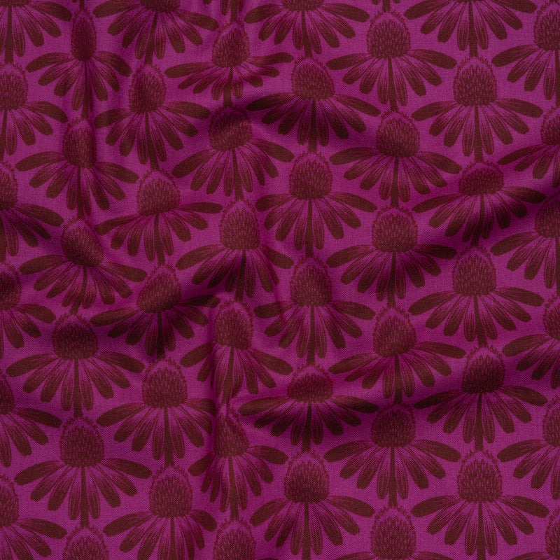 Printed Quilting Cotton by Anna Maria Textiles for Northcott - Magenta Coneflower Floral - Indelible Collection