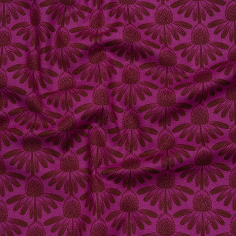 Printed Quilting Cotton by Anna Maria Textiles for Northcott - Magenta Coneflower Floral - Indelible Collection
