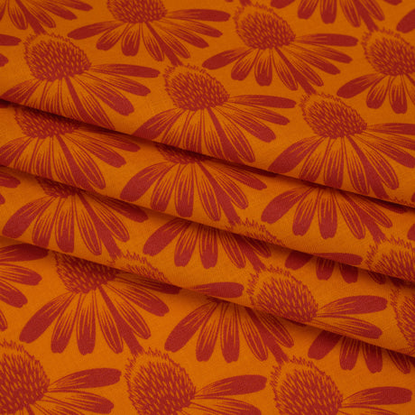 Printed Quilting Cotton by Anna Maria Textiles for Northcott - Tangerine Coneflower Floral - Indelible Collection