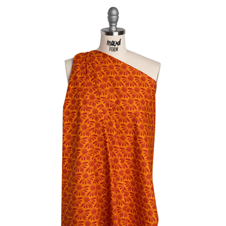 Printed Quilting Cotton by Anna Maria Textiles for Northcott - Tangerine Coneflower Floral - Indelible Collection