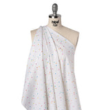 Printed Quilting Cotton by Ghazal Razavi for FIGO Studio - White and Rainbow Flowers - Seasons Basics Collection