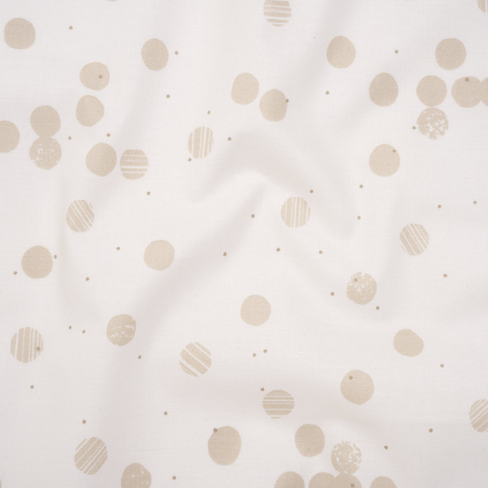 Printed Quilting Cotton by Ghazal Razavi for FIGO Studio - Cream Snow Textured Circles and Spots - Seasons Basics Collection