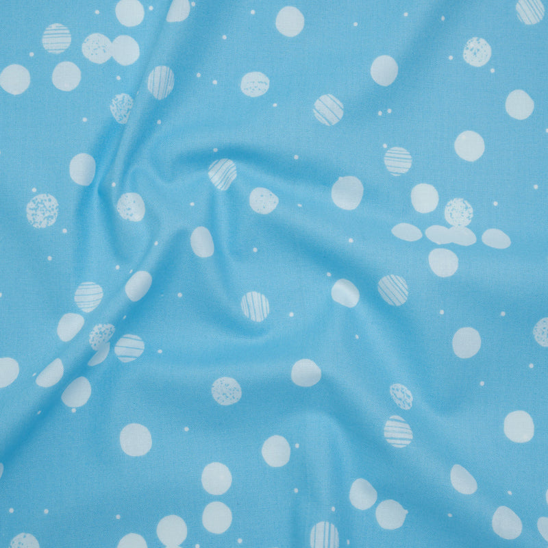 Printed Quilting Cotton by Ghazal Razavi for FIGO Studio - Blue Snow Textured Circles and Spots - Seasons Basics Collection