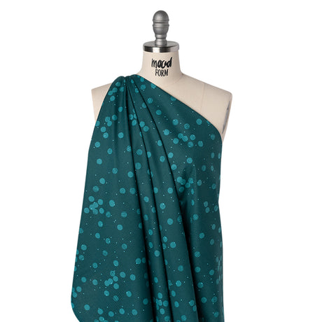 Printed Quilting Cotton by Ghazal Razavi for FIGO Studio - Teal Snow Textured Circles and Spots - Seasons Basics Collection