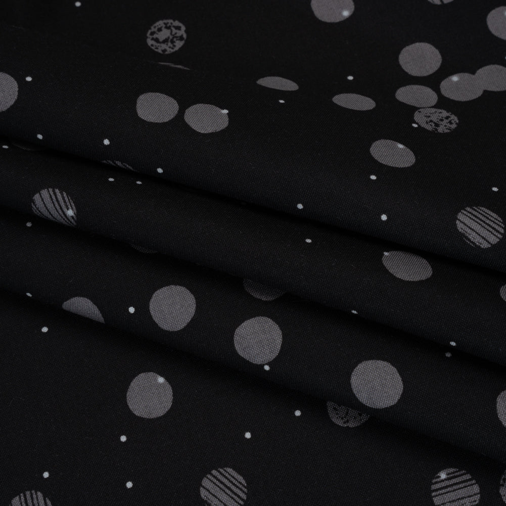 Printed Quilting Cotton by Ghazal Razavi for FIGO Studio - Black Snow Textured Circles and Spots - Seasons Basics Collection