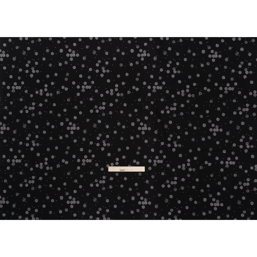 Printed Quilting Cotton by Ghazal Razavi for FIGO Studio - Black Snow Textured Circles and Spots - Seasons Basics Collection