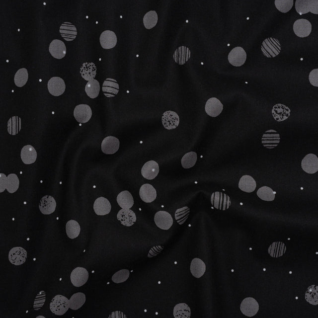 Printed Quilting Cotton by Ghazal Razavi for FIGO Studio - Black Snow Textured Circles and Spots - Seasons Basics Collection