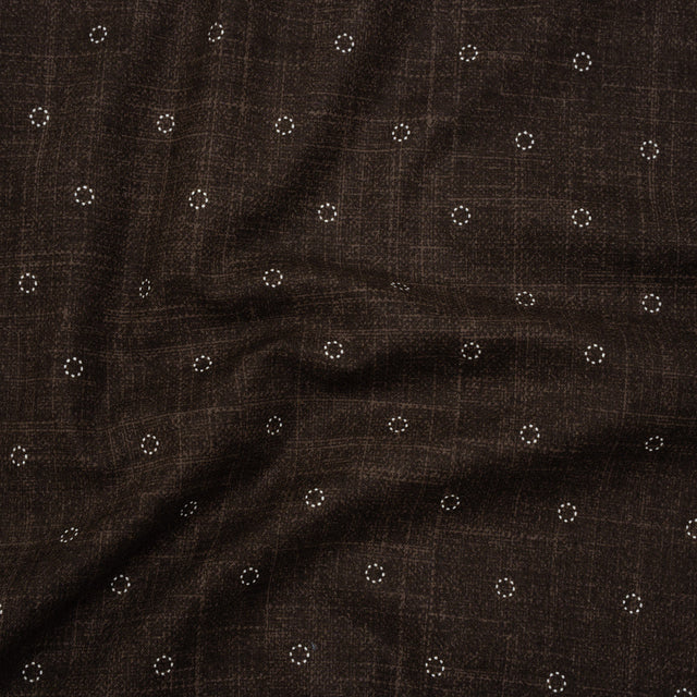 Printed Quilting Cotton by Ghazal Razavi for FIGO Studio - Brown Stitches Circles - Stash Collection