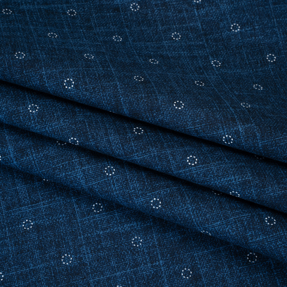 Printed Quilting Cotton by Ghazal Razavi for FIGO Studio - Denim Stitches Circles - Stash Collection
