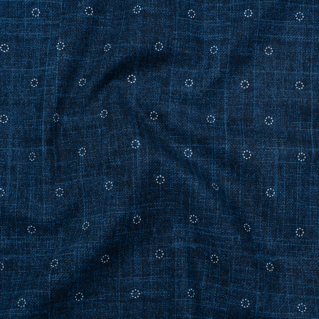 Printed Quilting Cotton by Ghazal Razavi for FIGO Studio - Denim Stitches Circles - Stash Collection