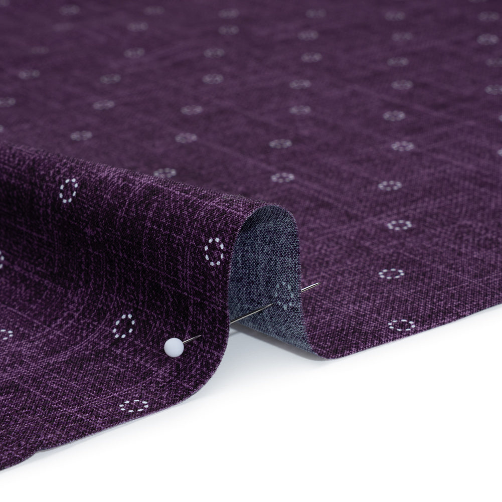 Printed Quilting Cotton by Ghazal Razavi for FIGO Studio - Purple Stitches Circles - Stash Collection