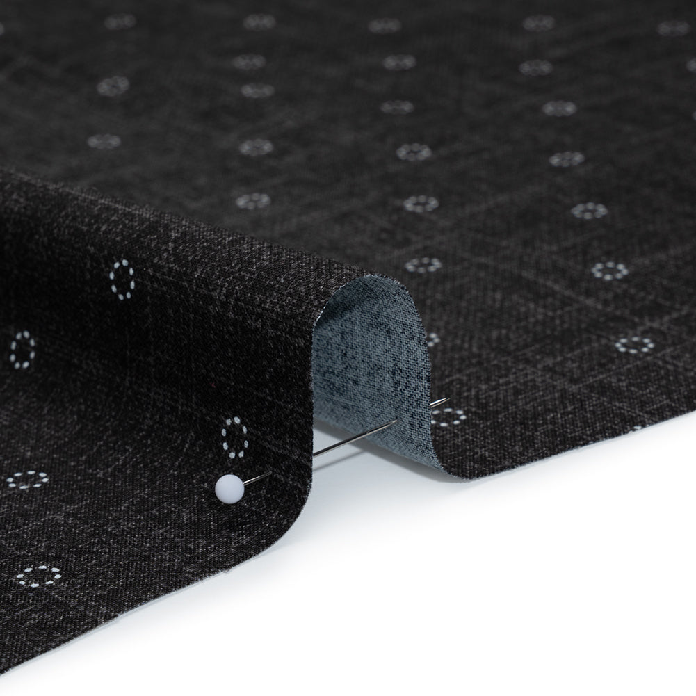 Printed Quilting Cotton by Ghazal Razavi for FIGO Studio - Black Stitches Circles - Stash Collection