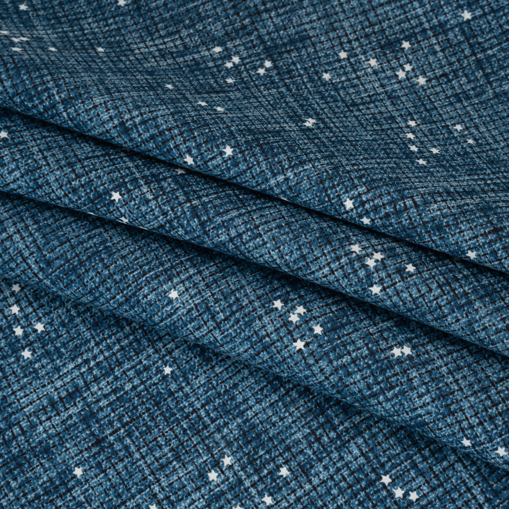 Printed Quilting Cotton by Ghazal Razavi for FIGO Studio - Blue Checks and Stars - Stash Collection