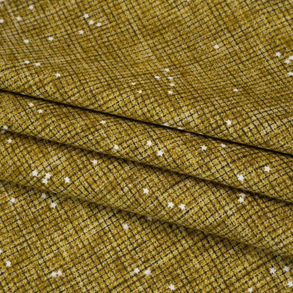 Printed Quilting Cotton by Ghazal Razavi for FIGO Studio - Chartreuse Checks and Stars - Stash Collection