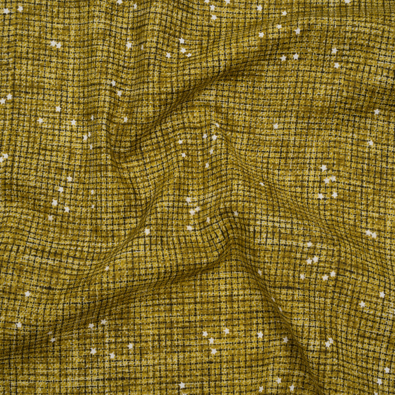 Printed Quilting Cotton by Ghazal Razavi for FIGO Studio - Chartreuse Checks and Stars - Stash Collection