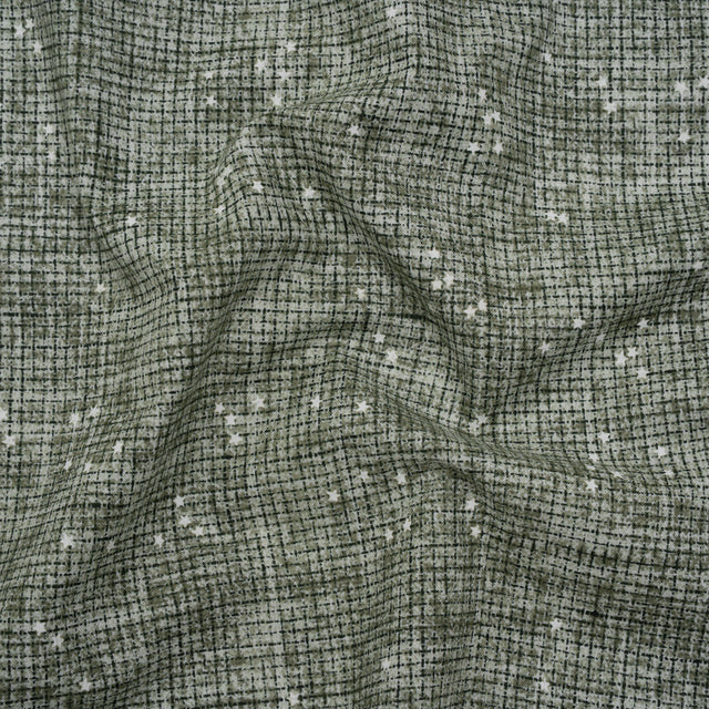 Printed Quilting Cotton by Ghazal Razavi for FIGO Studio - Sage Checks and Stars - Stash Collection