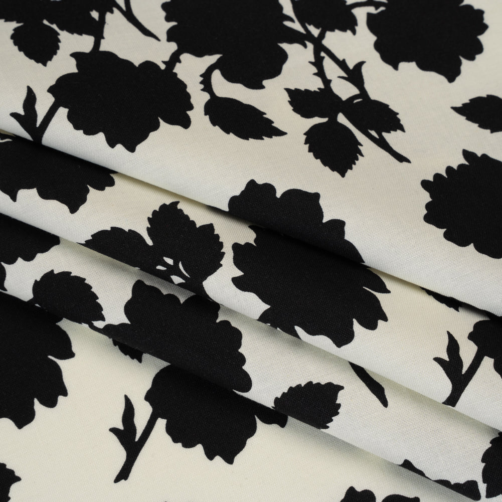 Printed Quilting Cotton by Heather Bailey for FIGO Studio - Midnight Bramble Floral Silhouettes - Pop Sugar Collection