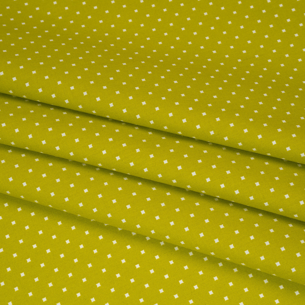 Printed Quilting Cotton by Heather Bailey for FIGO Studio - Chartreuse Lottie Dot Square Polka Dots - Pop Sugar Collection