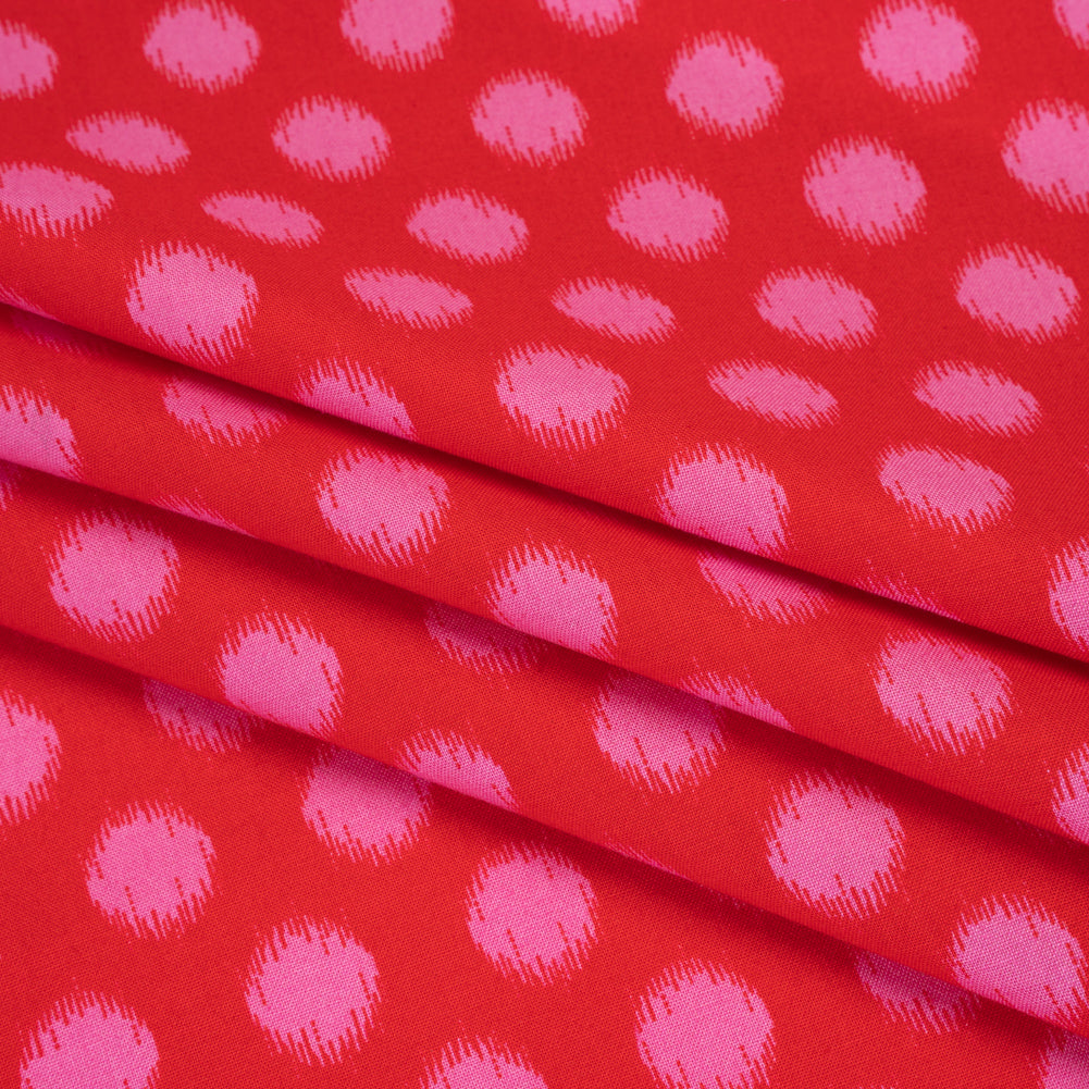 Printed Quilting Cotton by Heather Bailey for FIGO Studio - Cherry Top Dot Ikat Polka Dots - Pop Sugar Collection