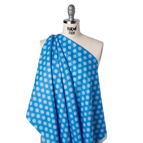 Printed Quilting Cotton by Heather Bailey for FIGO Studio - Blue Top Dot Ikat Polka Dots - Pop Sugar Collection