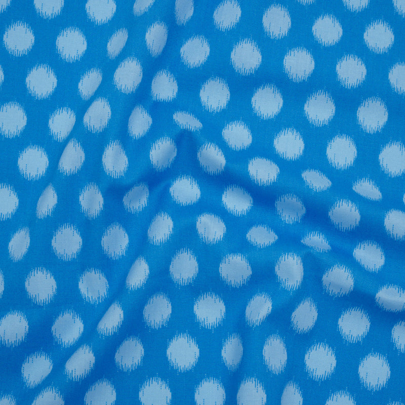 Printed Quilting Cotton by Heather Bailey for FIGO Studio - Blue Top Dot Ikat Polka Dots - Pop Sugar Collection