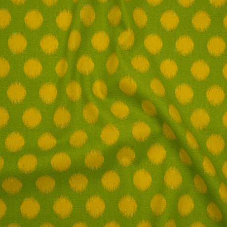 Printed Quilting Cotton by Heather Bailey for FIGO Studio - Green Top Dot Ikat Polka Dots - Pop Sugar Collection