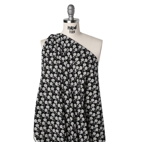 Printed Quilting Cotton by Heather Bailey for FIGO Studio - Licorice Upsy Daisy Floral - Pop Sugar Collection