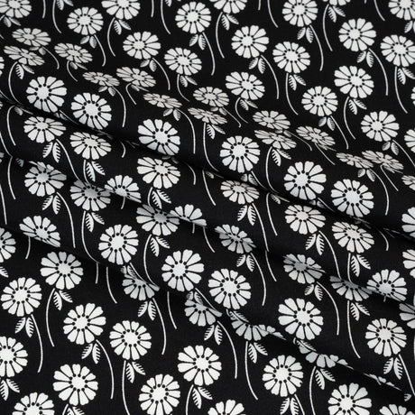 Printed Quilting Cotton by Heather Bailey for FIGO Studio - Licorice Upsy Daisy Floral - Pop Sugar Collection