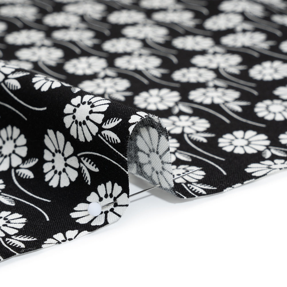 Printed Quilting Cotton by Heather Bailey for FIGO Studio - Licorice Upsy Daisy Floral - Pop Sugar Collection