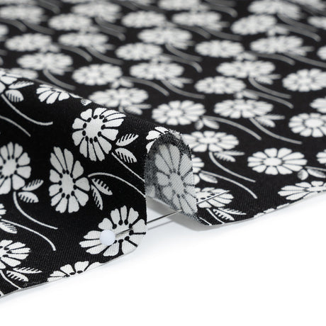Printed Quilting Cotton by Heather Bailey for FIGO Studio - Licorice Upsy Daisy Floral - Pop Sugar Collection