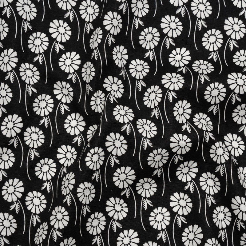 Printed Quilting Cotton by Heather Bailey for FIGO Studio - Licorice Upsy Daisy Floral - Pop Sugar Collection