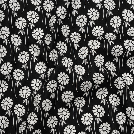 Printed Quilting Cotton by Heather Bailey for FIGO Studio - Licorice Upsy Daisy Floral - Pop Sugar Collection