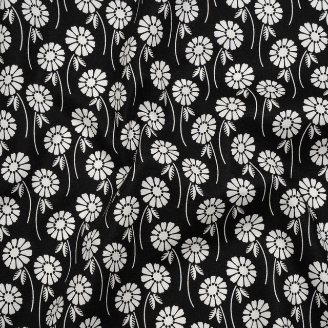Printed Quilting Cotton by Heather Bailey for FIGO Studio - Licorice Upsy Daisy Floral - Pop Sugar Collection