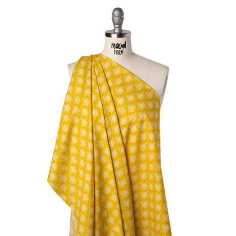 Printed Quilting Cotton by Heather Bailey for FIGO Studio - Lemon Woven Grid Lines- Pop Sugar Collection