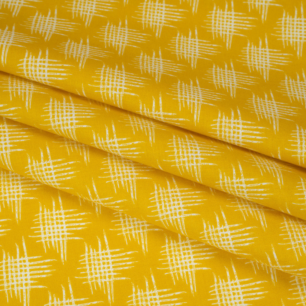 Printed Quilting Cotton by Heather Bailey for FIGO Studio - Lemon Woven Grid Lines- Pop Sugar Collection
