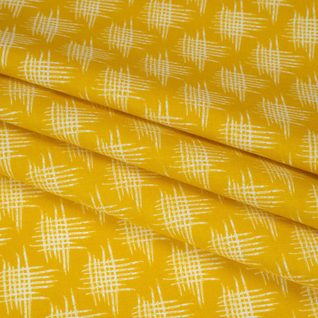 Printed Quilting Cotton by Heather Bailey for FIGO Studio - Lemon Woven Grid Lines- Pop Sugar Collection