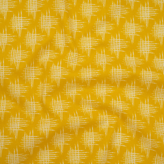 Printed Quilting Cotton by Heather Bailey for FIGO Studio - Lemon Woven Grid Lines- Pop Sugar Collection