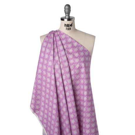 Printed Quilting Cotton by Heather Bailey for FIGO Studio - Lavender Woven Grid Lines- Pop Sugar Collection