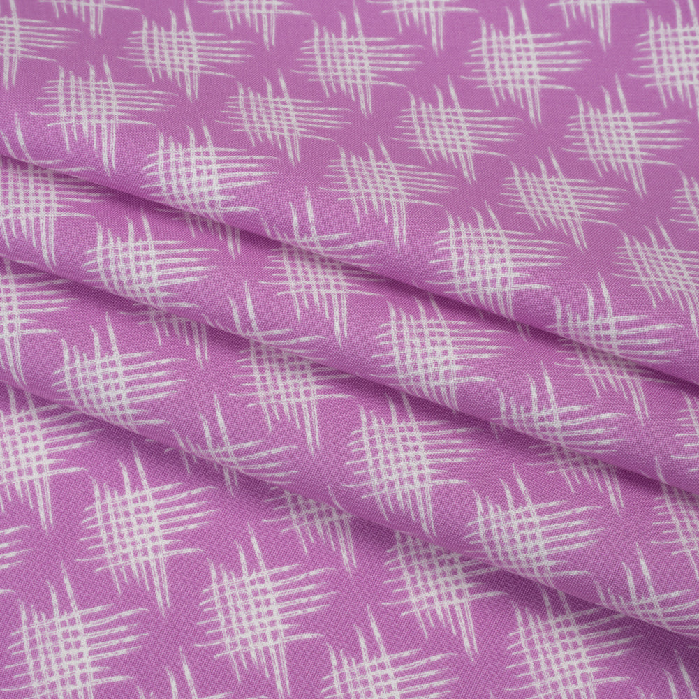 Printed Quilting Cotton by Heather Bailey for FIGO Studio - Lavender Woven Grid Lines- Pop Sugar Collection